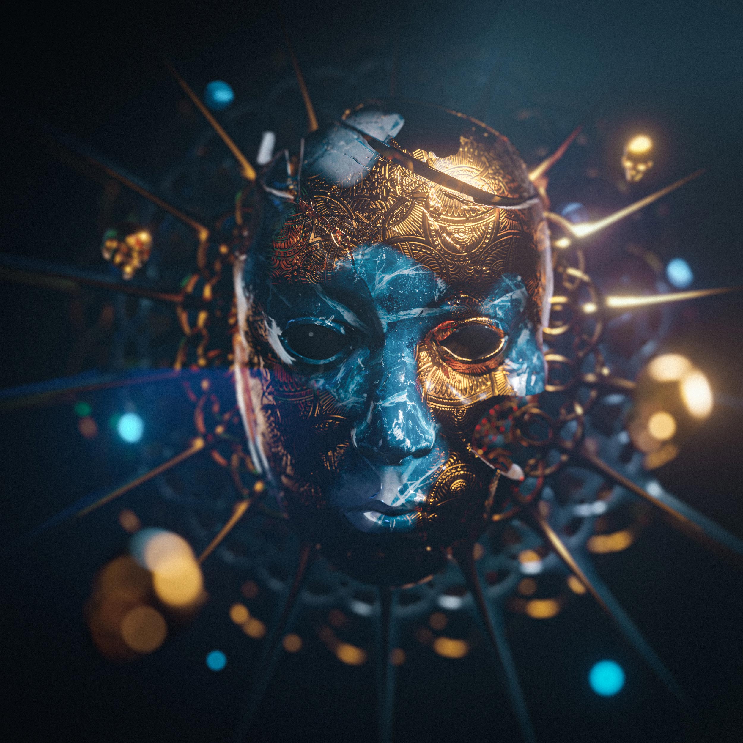 3d artwork of a mask by jonathan c
